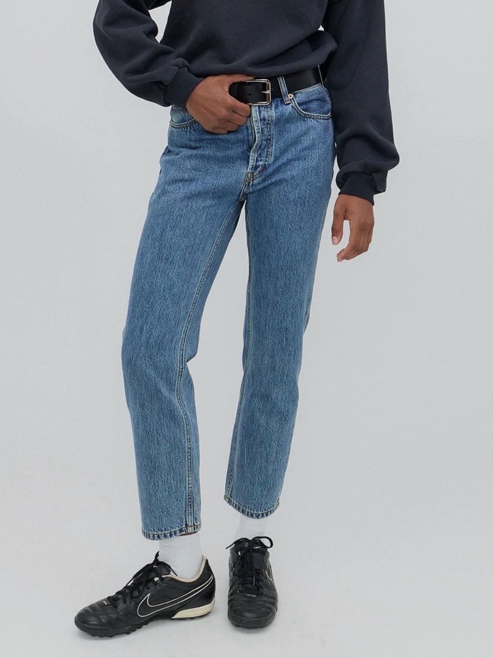 NWT Still here Tate Jeans Medium Wash button fly tapered leg ankle length sz 29